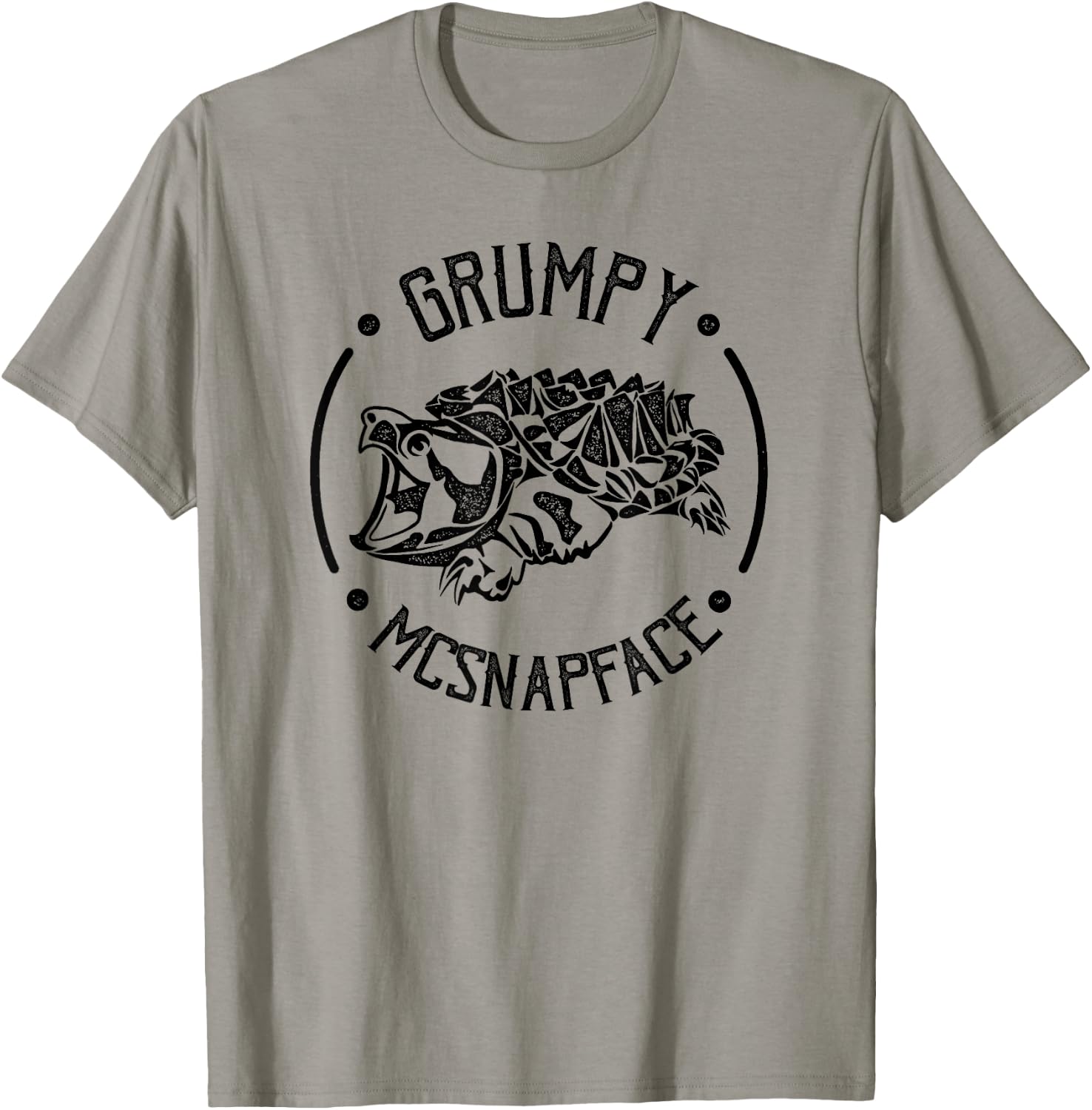 Grumpy McSnapface Funny Snapping Turtle T-Shirt - T-Shirt | Sand