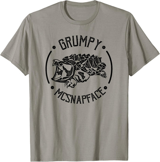 Grumpy McSnapface Funny Snapping Turtle T-Shirt - T-Shirt | Sand