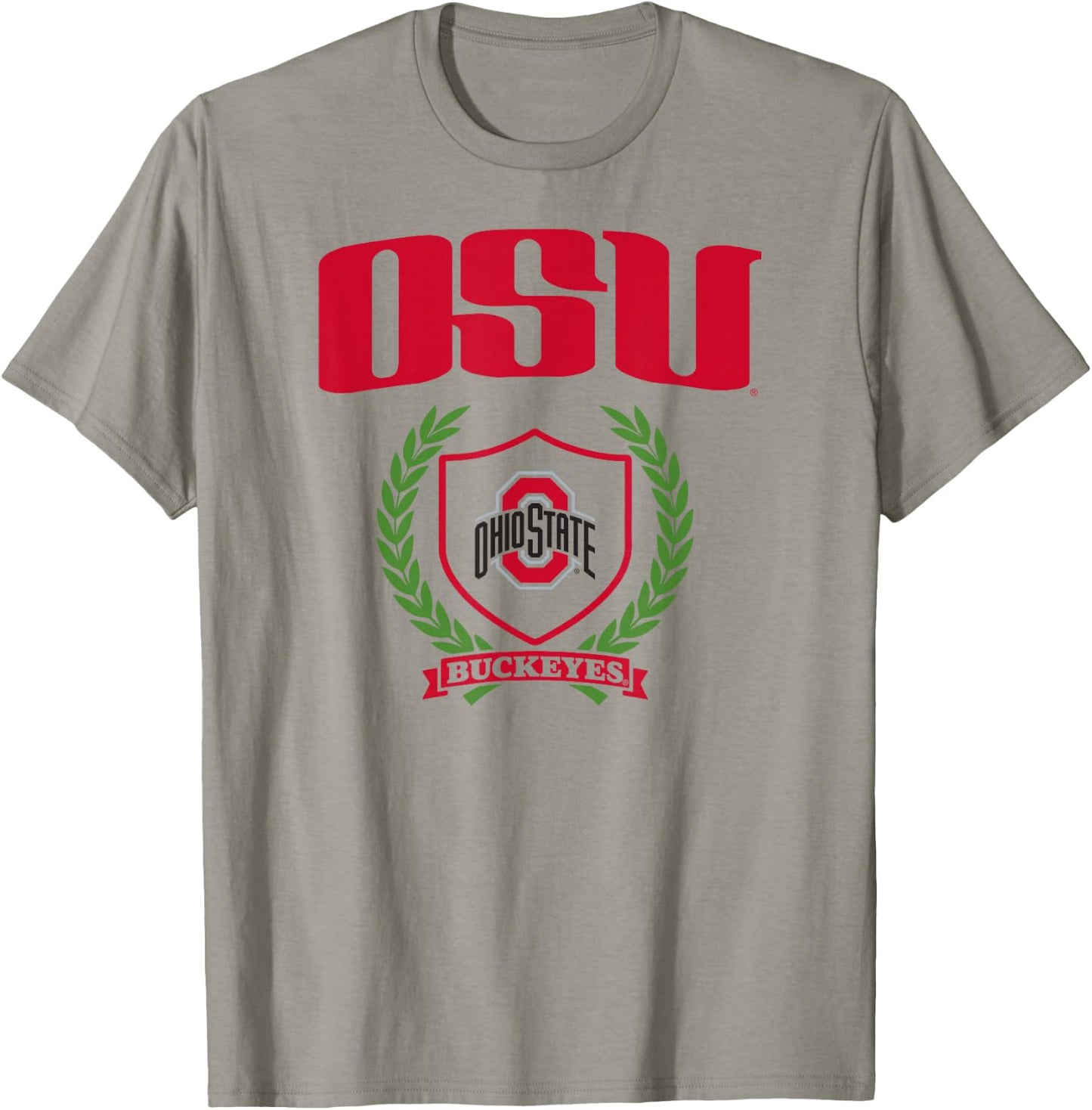 Ohio State Buckeyes Laurel Banner White Officially Licensed T-Shirt - T-Shirt | Sand