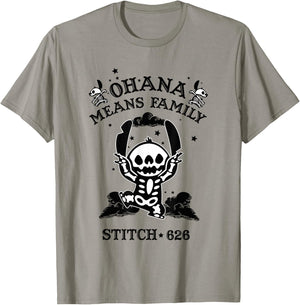 Disney Lilo & Stitch Halloween Ohana Means Family Skeleton T-Shirt - T-Shirt | Sand