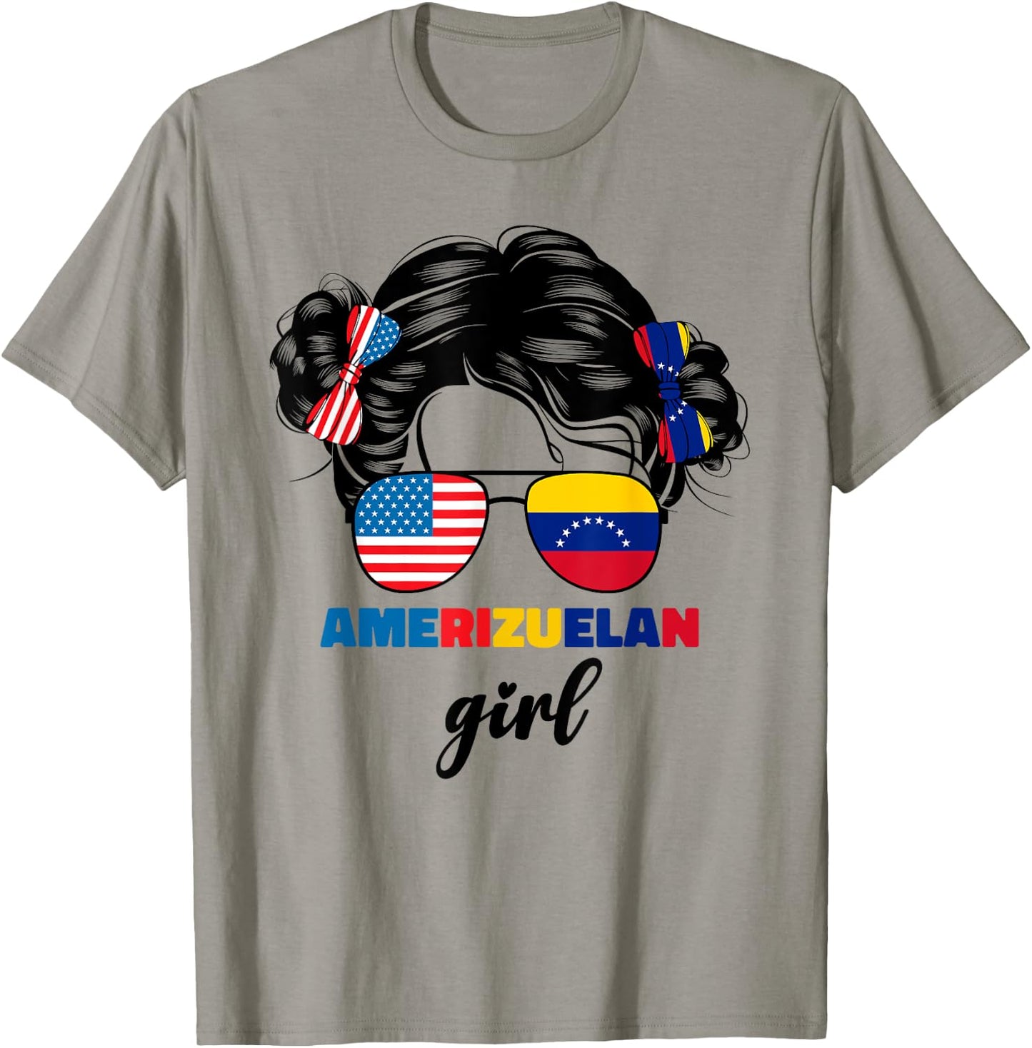 Half American And Venezuelan Usa Venezuela Flag Kids Girls T-Shirt - T-Shirt | Sand