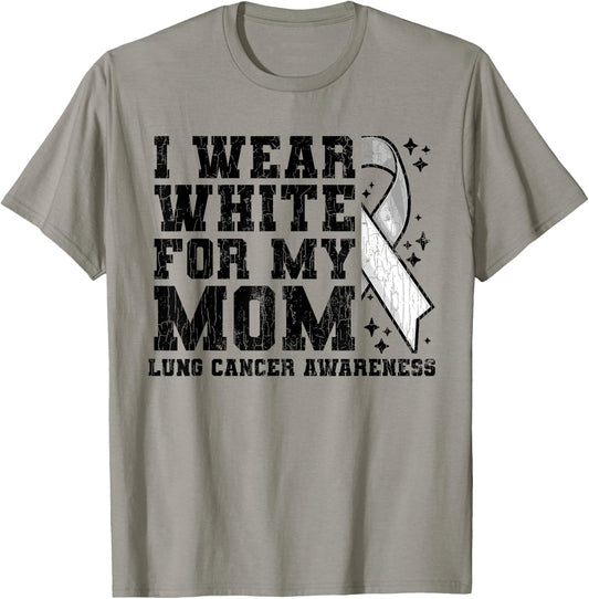 Lung Cancer Awareness White Ribbon Mum Gift T-Shirt - T-Shirt | Sand