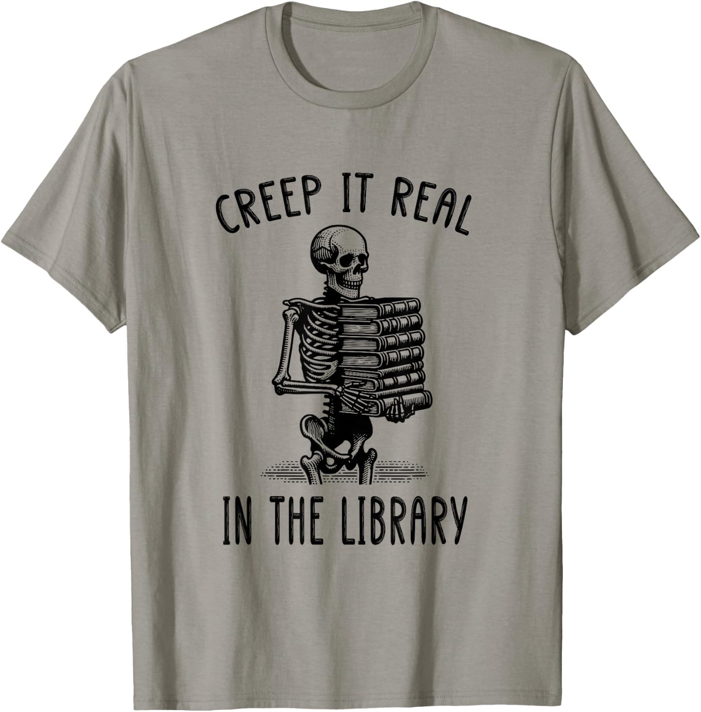 Funny Halloween Skeleton Pun Book Lover Library Joke T-Shirt - T-Shirt | Sand