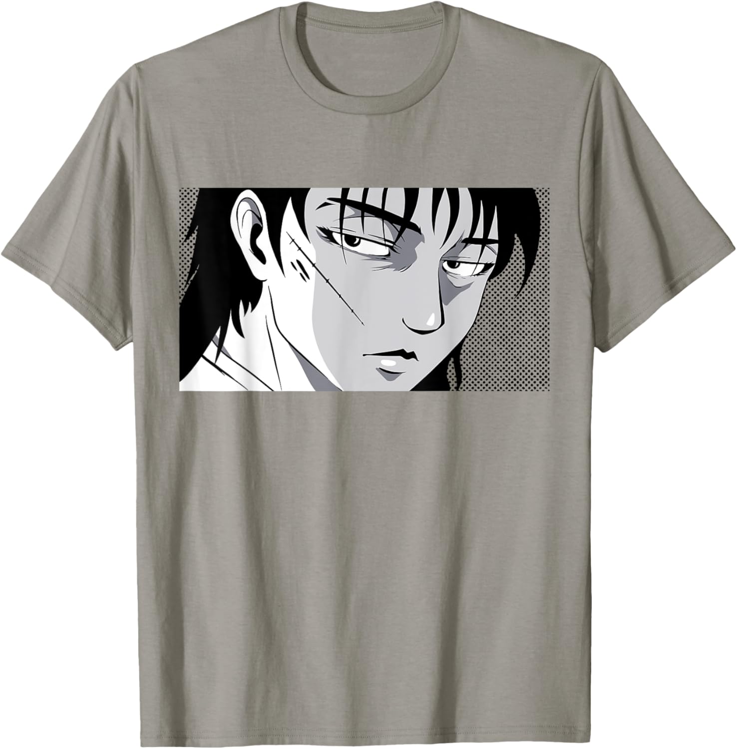 Badass Anime Boy Mysterious Manga Face Edgy Black White Art T-Shirt - T-Shirt | Sand