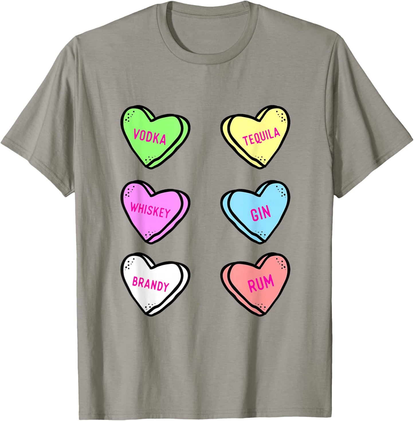 Valentines Day Hearts Drinking Liquor Lovers Anti Valentine T-Shirt - T-Shirt | Sand