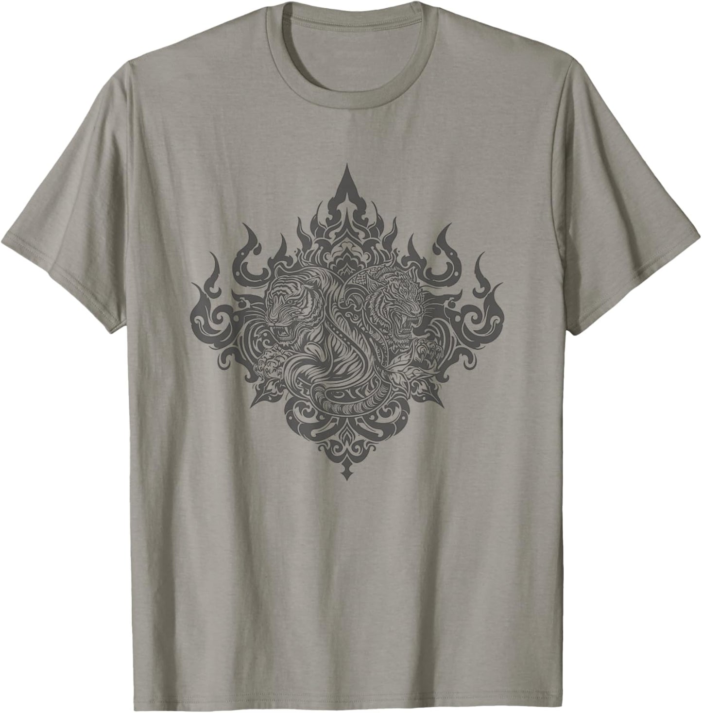 Sak Yant Muay Thai MMA Tattoo Twin Tiger Martial Art Boxing T-Shirt - T-Shirt | Sand