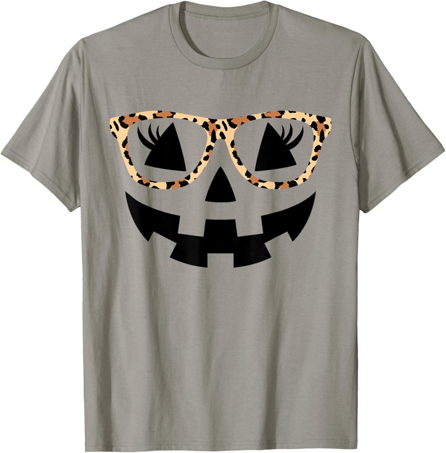 Jack O Lantern Face Pumpkin Hallowen Leopard Print Glasses T-Shirt - T-Shirt | Sand