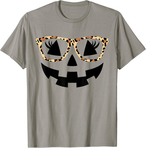 Jack O Lantern Face Pumpkin Hallowen Leopard Print Glasses