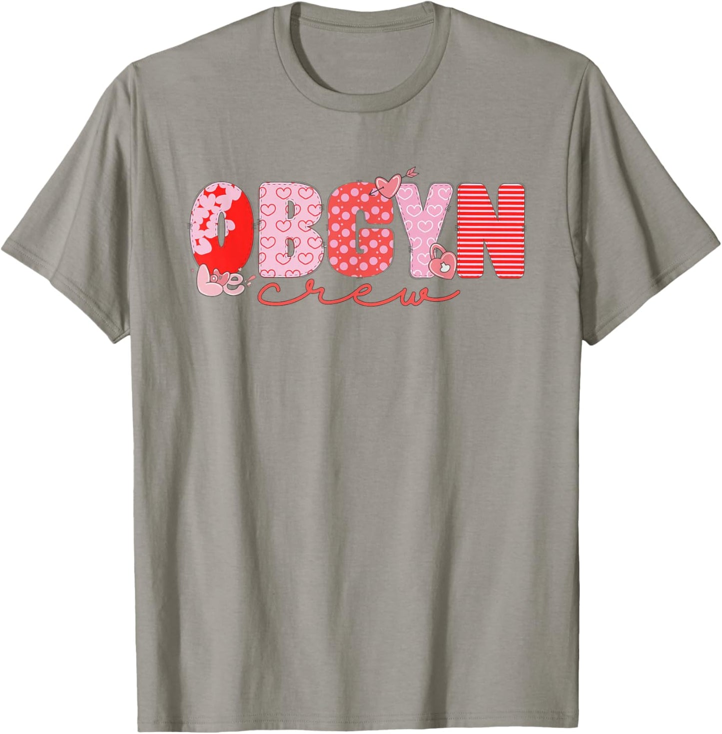 Women OBGYN Crew Valentine Obstetrics OB/GYN Group Team T-Shirt - T-Shirt | Sand