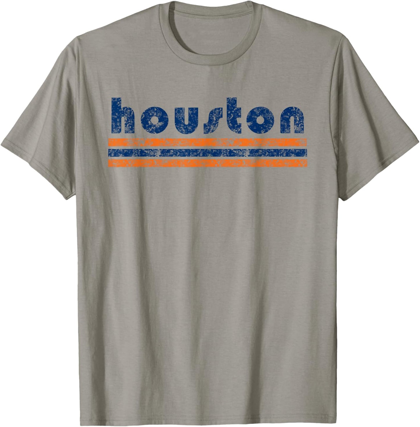 Houston Texas Retro Three Stripe Weathered Vintage T-Shirt - T-Shirt | Sand