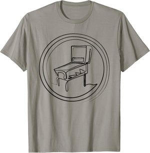Pinball Machine Badge Minimalist One Line Drawing T-Shirt - T-Shirt | Sand