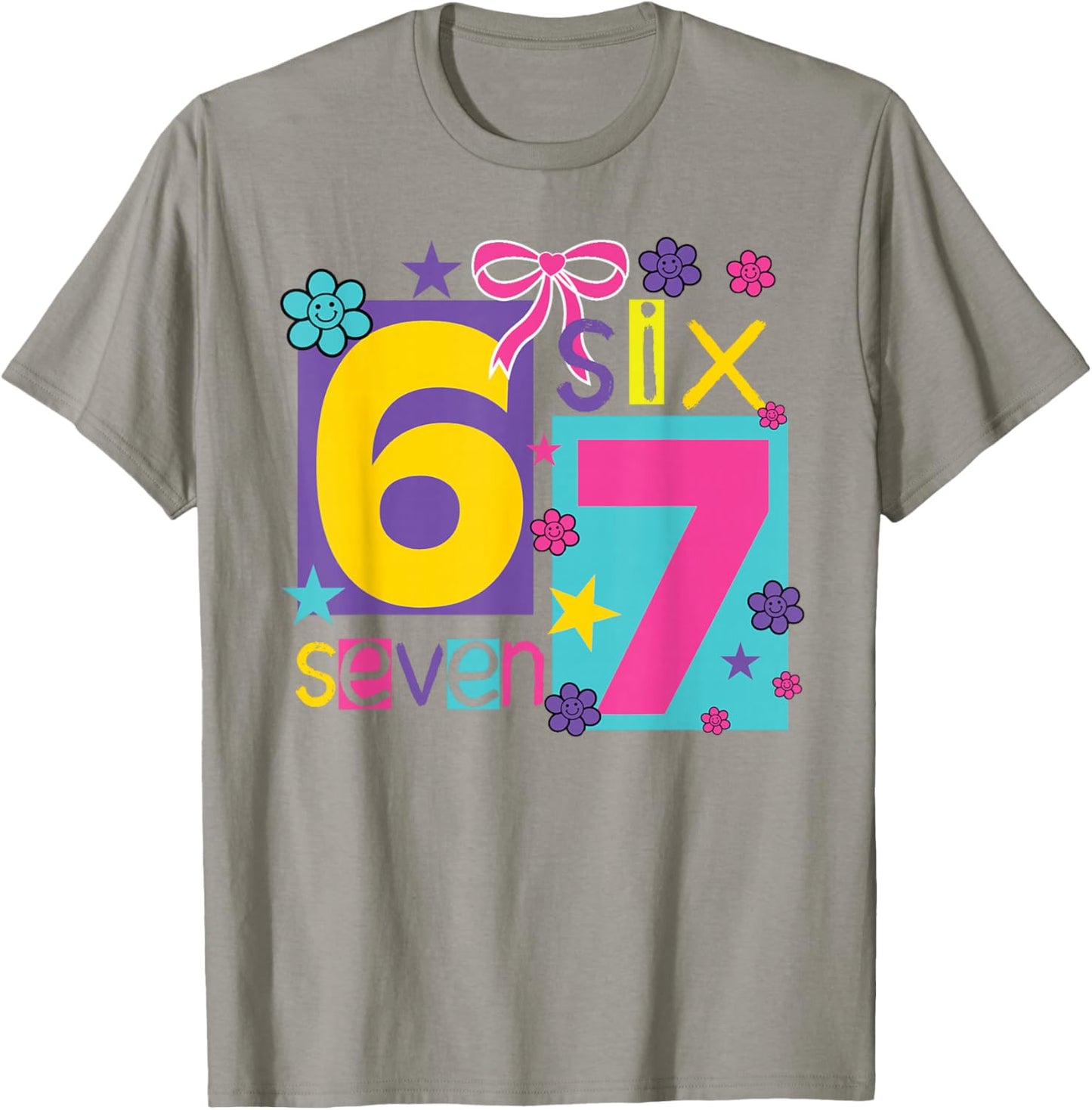 67 Six Seven Girls Funny Gen Alpha Meme Girls T-Shirt - T-Shirt | Sand