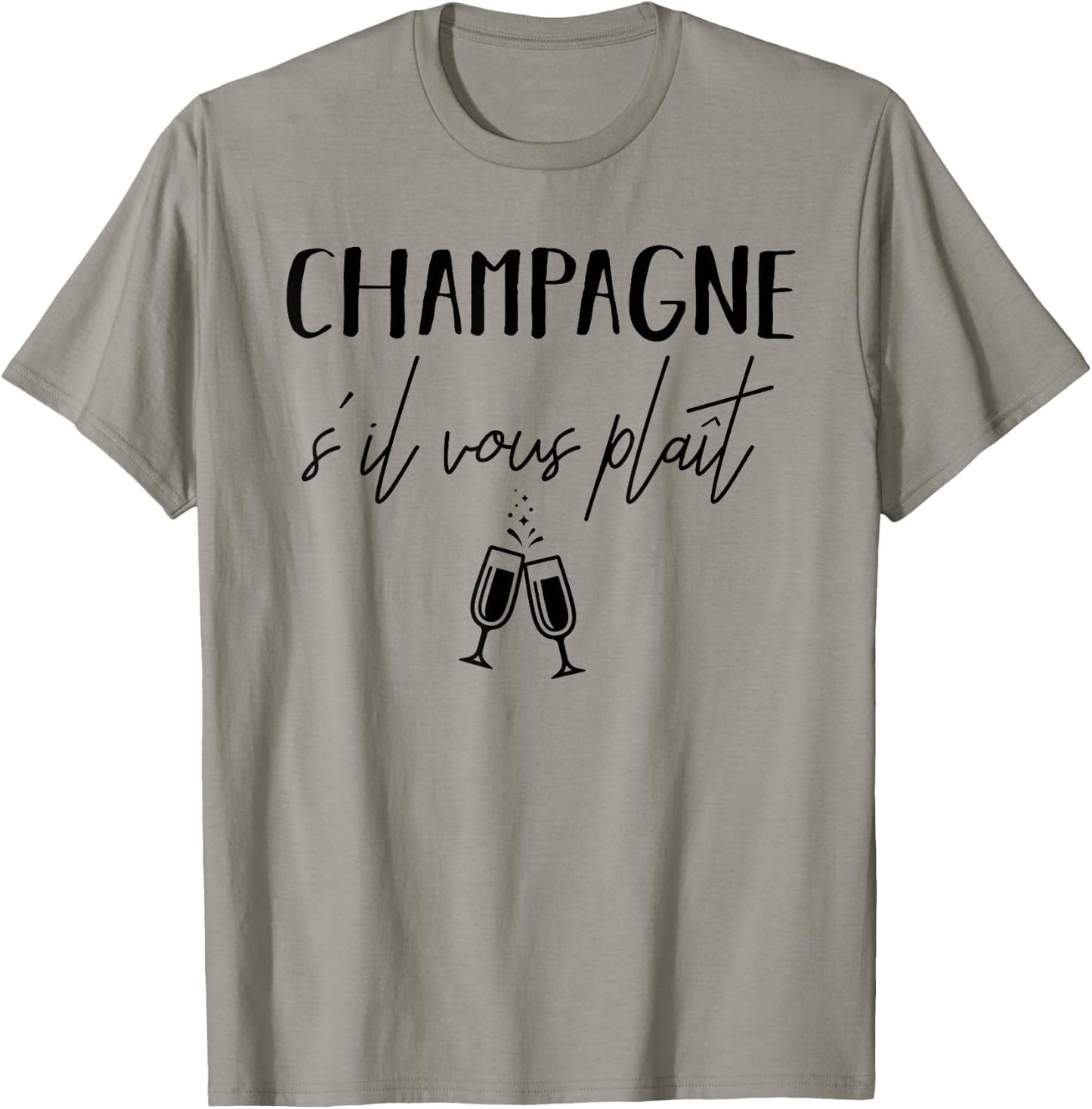 Champagne Please S'il Vous Plaît French Language T-Shirt - T-Shirt | Sand