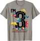 I'm 3 Years Old Birthday Boys Kids Transportation Vehicles T-Shirt - T-Shirt | Sand