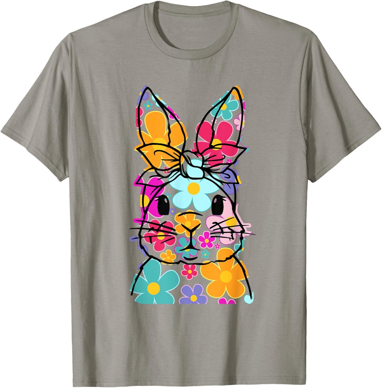 Happy Easter Bunny Daisy Floral Easter Rabbit Face Women Kid T-Shirt - T-Shirt | Sand