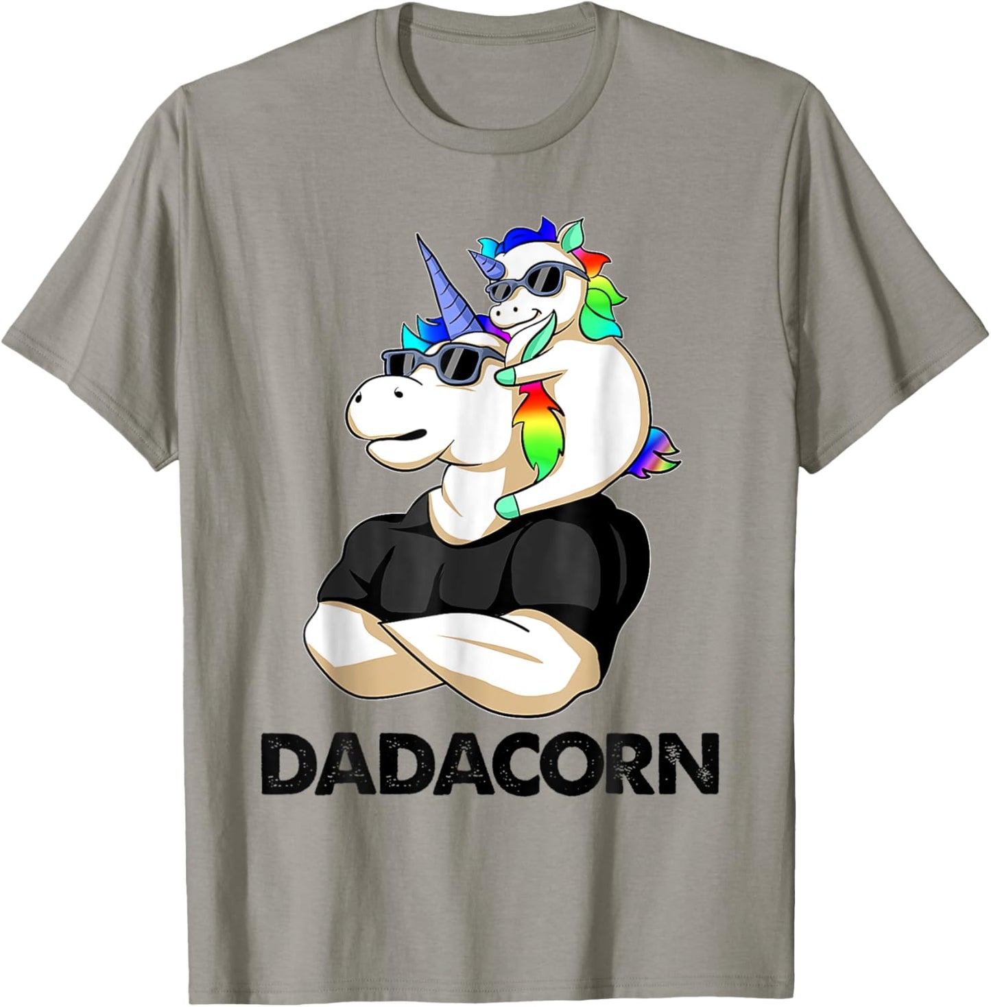 Dadacorn Unicorn Dad and Baby Christmas Papa Father's Day T-Shirt - T-Shirt | Sand
