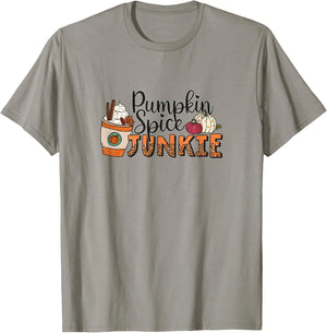 Fall Coffee Pumpkin Spice Junkie Latte Autumn Leopard T-Shirt - T-Shirt | Sand