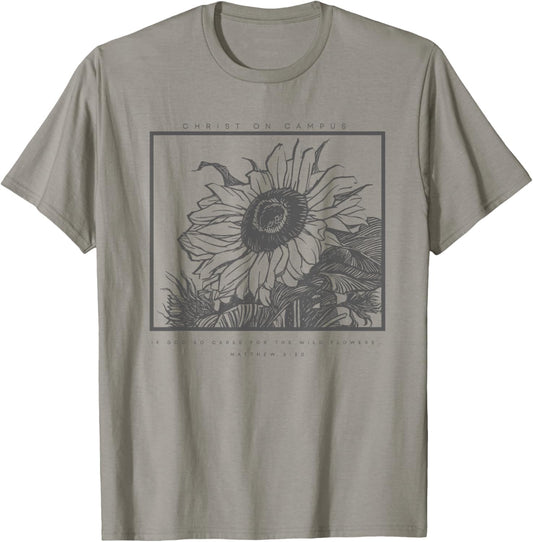 If He So Cares for the Wildflowers T-Shirt - T-Shirt | Sand