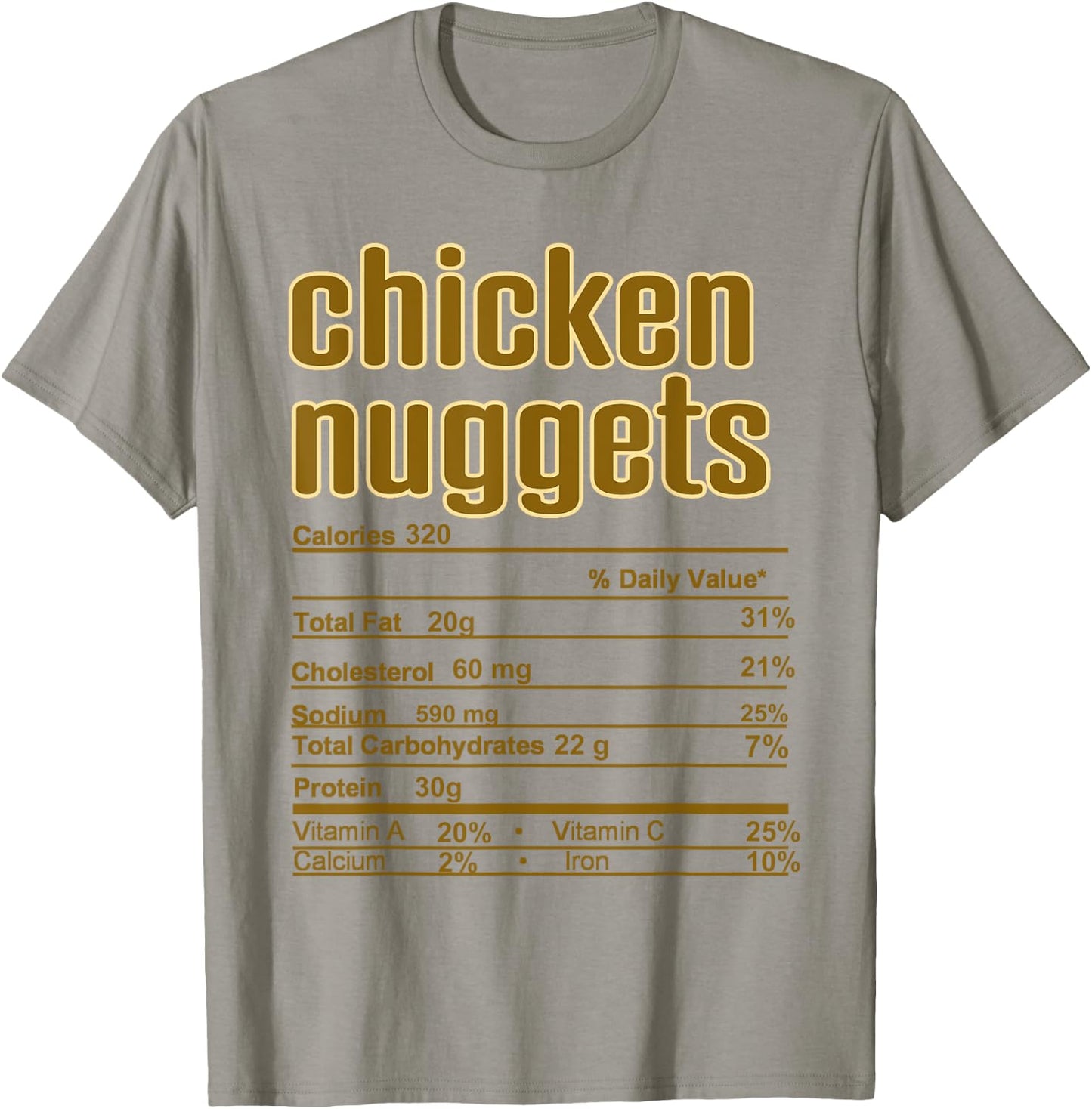 Thanksgiving Christmas Chicken Nuggets Nutrition Fact T-Shirt - T-Shirt | Sand