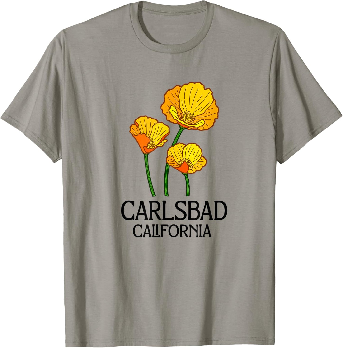 Carlsbad California CA Poppy Flower State City Vintage T-Shirt - T-Shirt | Sand