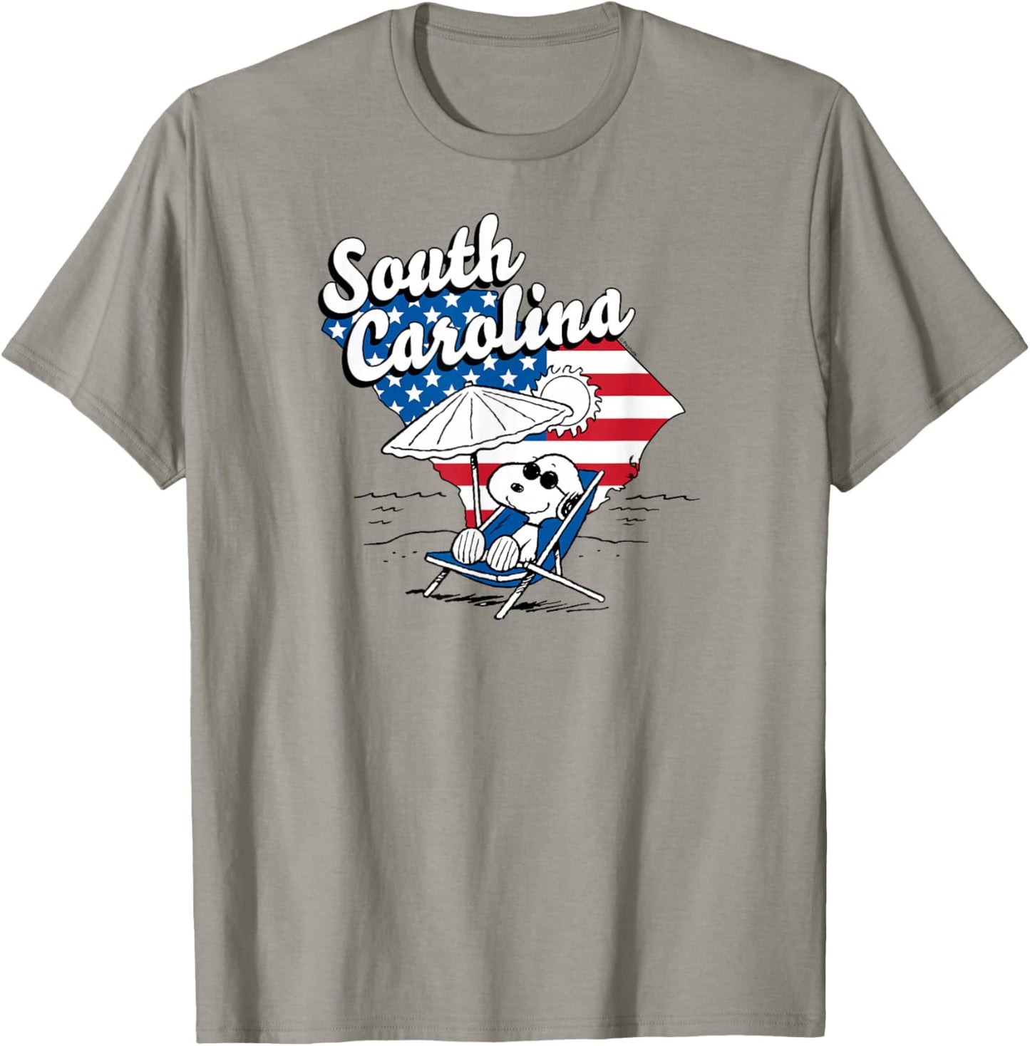 Peanuts - Snoopy Beach Umbrella South Carolina USA Flag Fill T-Shirt - T-Shirt | Sand