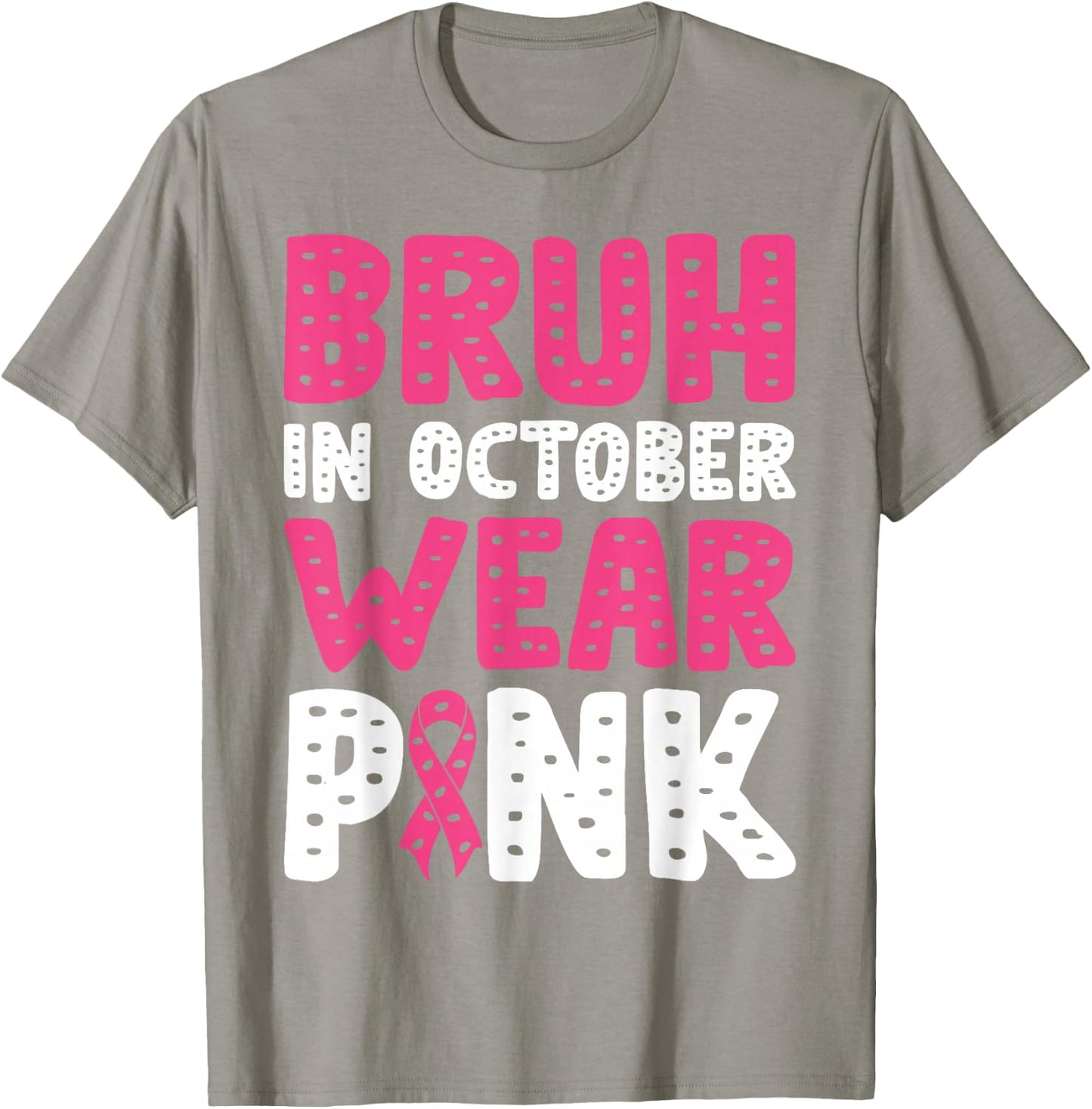 Breast Cancer Shirts for Kids Boys Bruh In October Wear Pink T-Shirt - T-Shirt | Sand