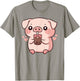 Cute Kawaii Cartoon Pig Drinking Bubble Tea T-Shirt - T-Shirt | Sand