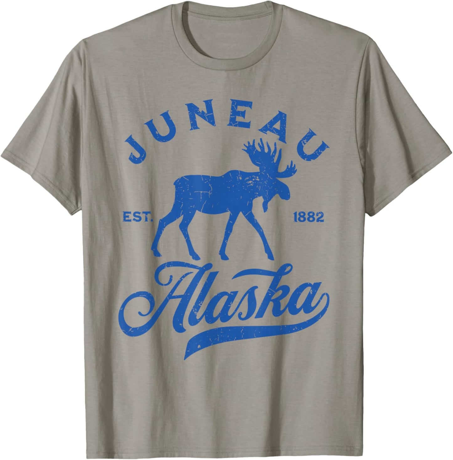 Vintage Juneau Alaska AK Moose Family Vacation Souvenir T-Shirt - T-Shirt | Sand