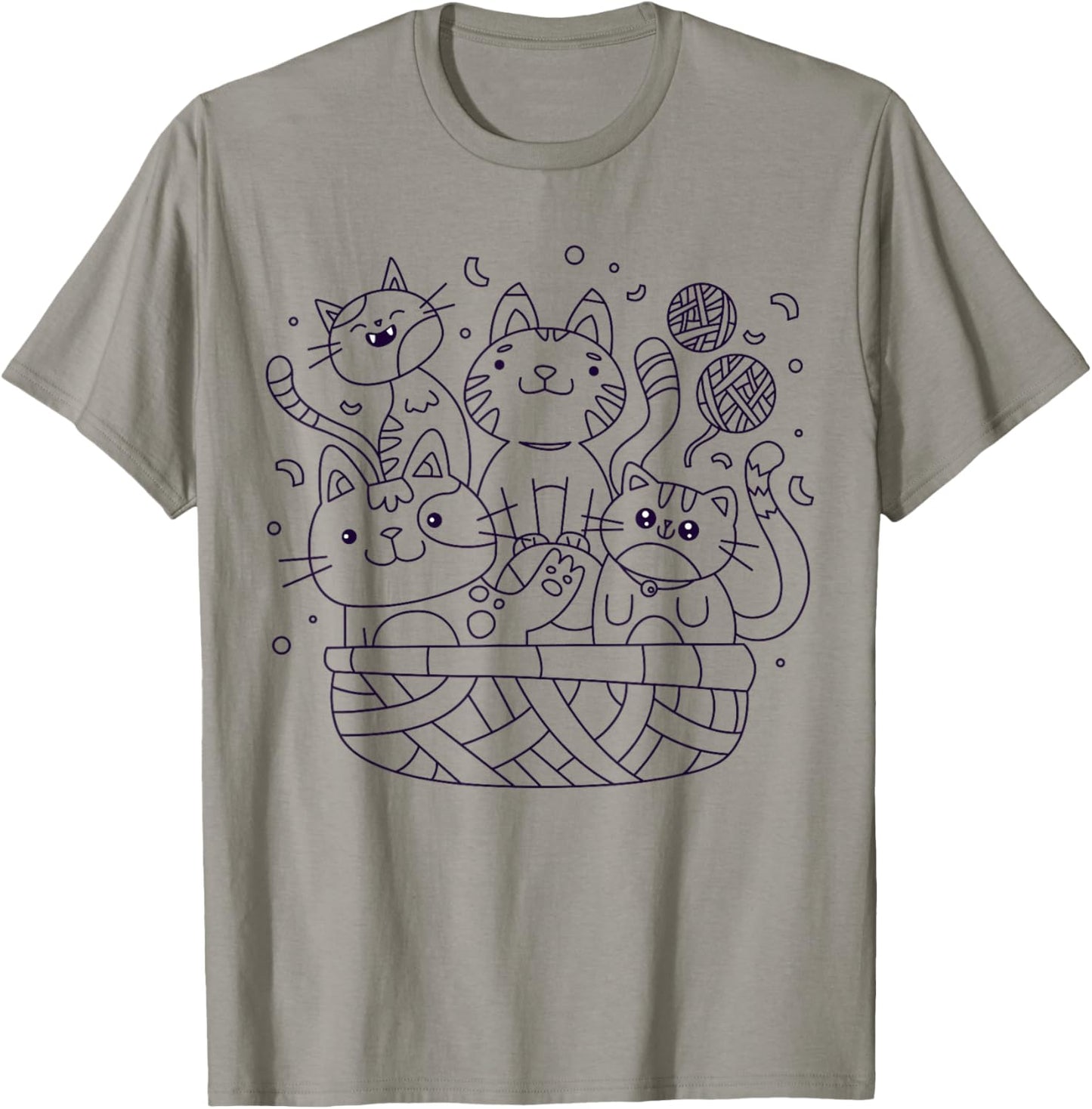 Cats in a basket to paint and color T-Shirt - T-Shirt | Sand