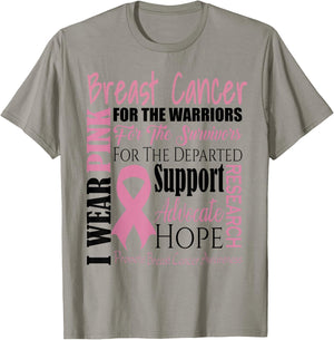 Breast Cancer Warrior Pink Ribbon Fighter Support Hope Gift T-Shirt - T-Shirt | Sand