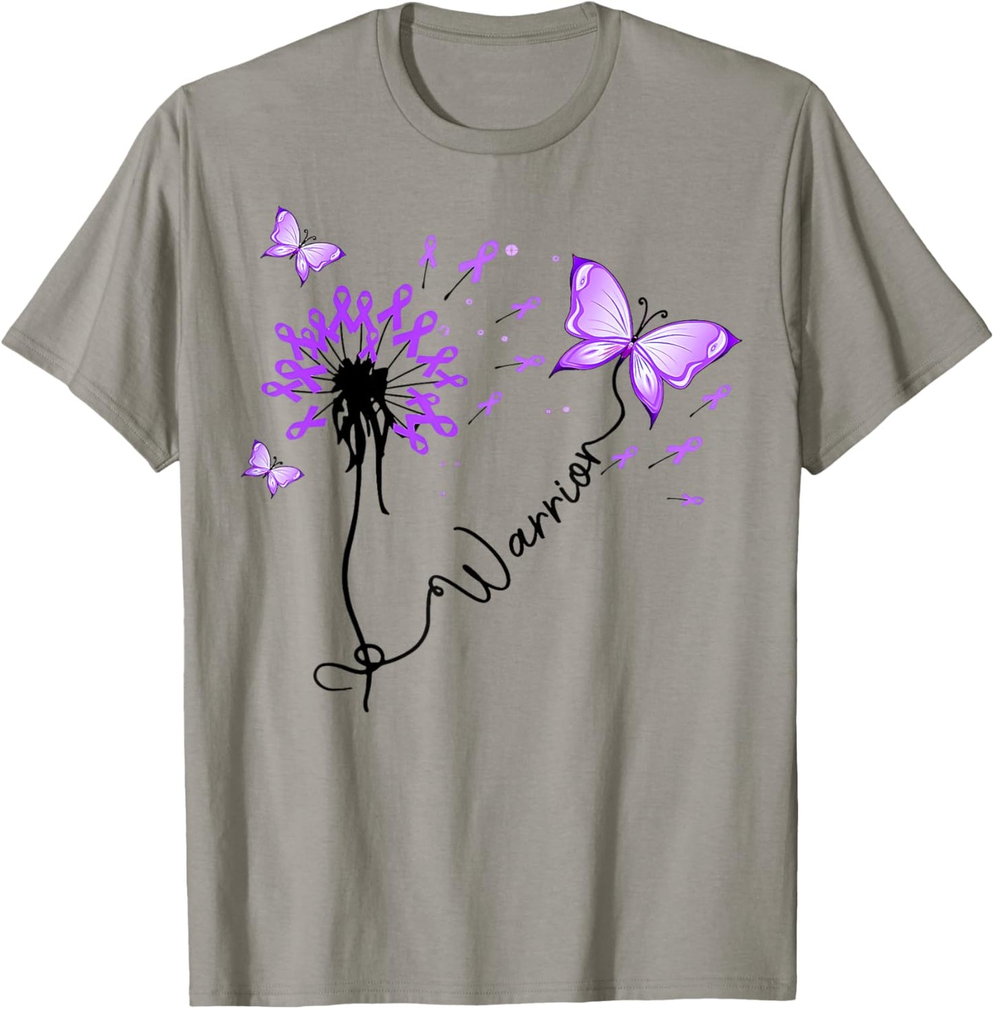 Pancreatic Cancer Warrior Pancreatic Cancer Purple Ribbon T-Shirt - T-Shirt | Sand