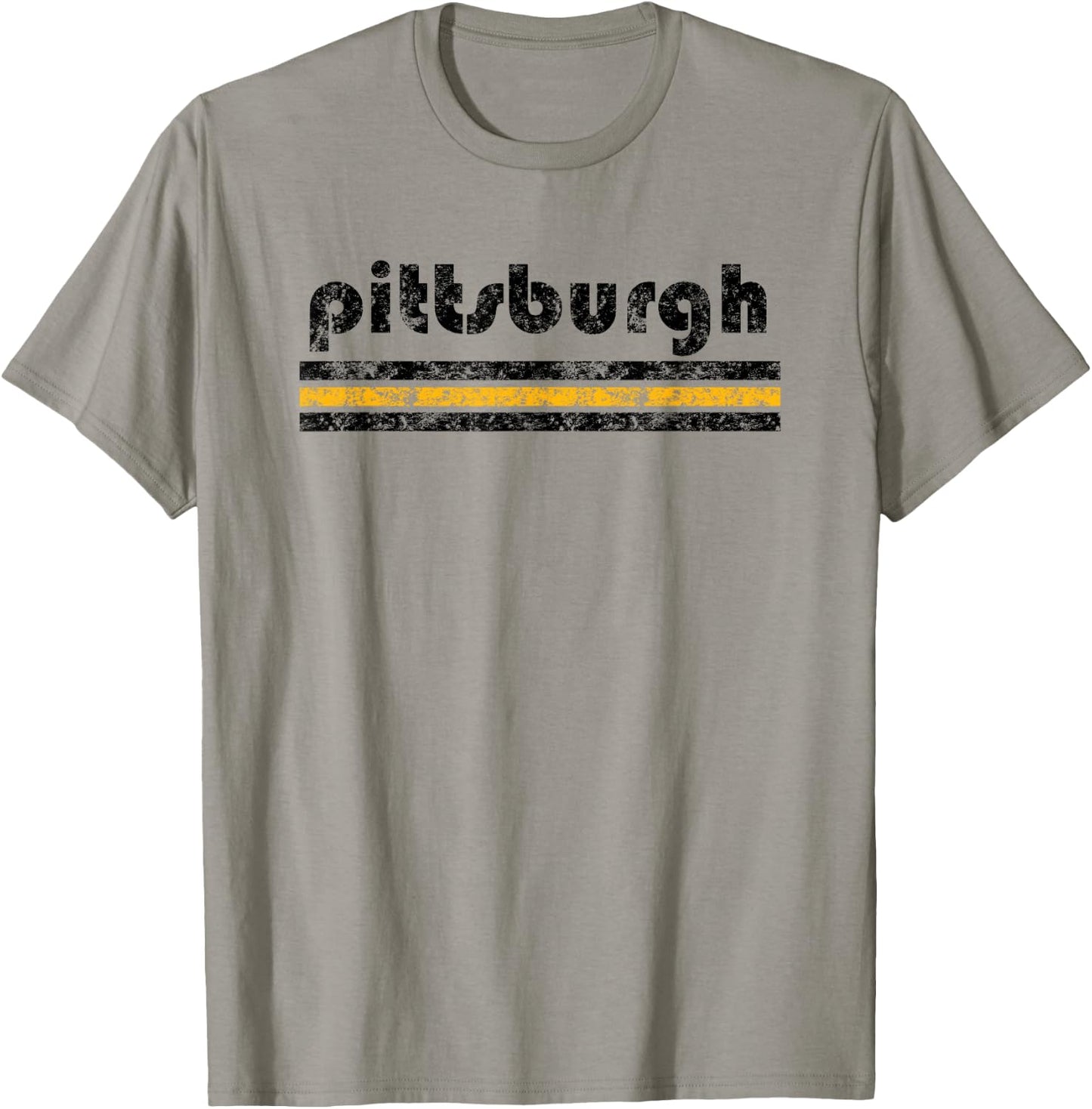 Pittsburgh Pennsylvania Retro Three Stripe Vintage T-Shirt - T-Shirt | Sand