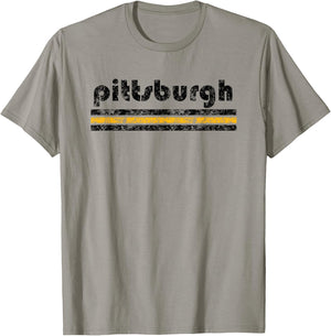 Pittsburgh Pennsylvania Retro Three Stripe Vintage T-Shirt - T-Shirt | Sand