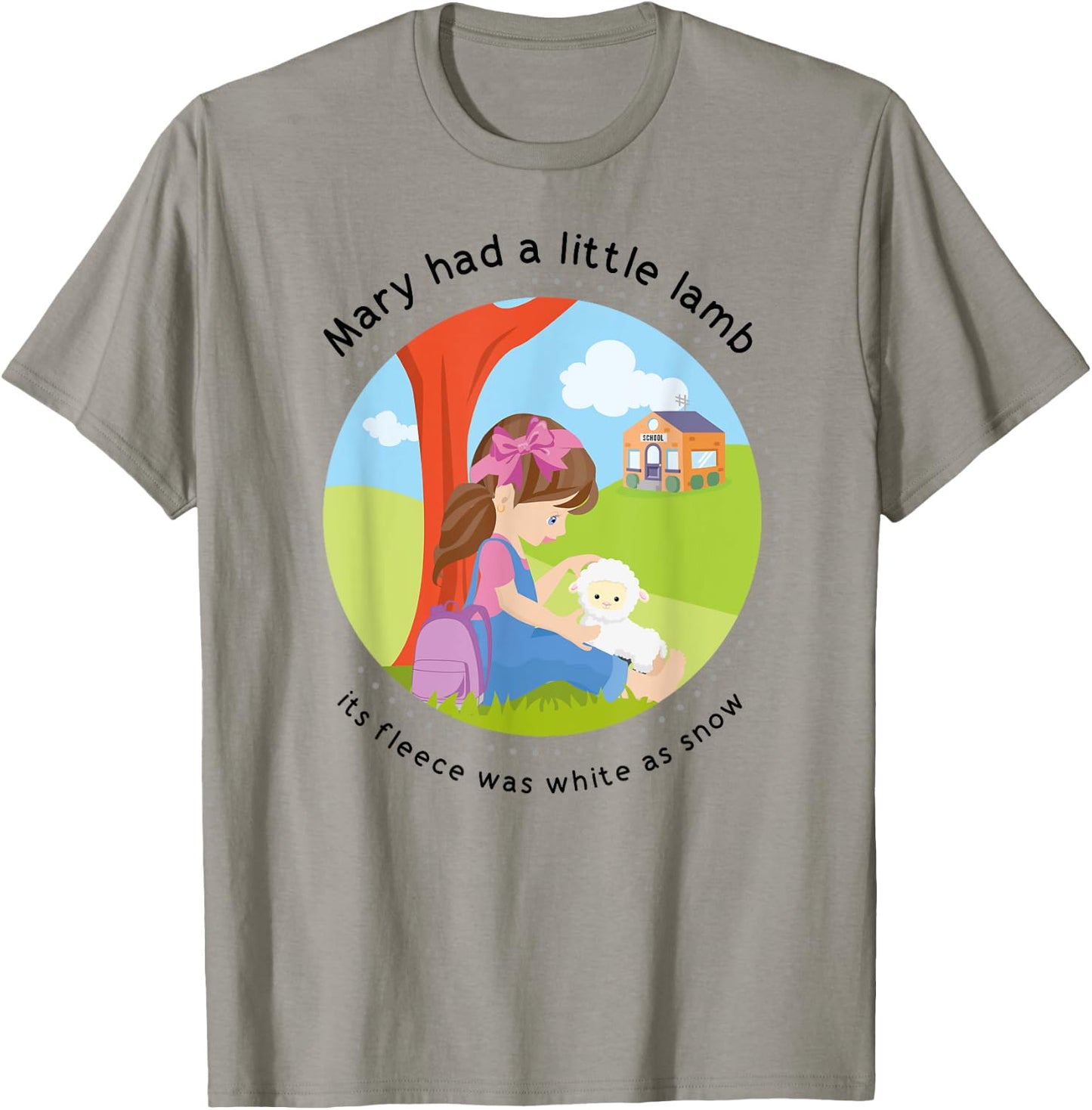 Mary had a Little Lamb English Nursery Rhyme Theme T-Shirt - T-Shirt | Sand