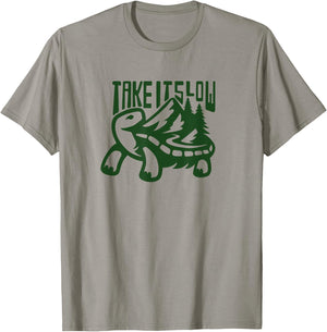 Hiking funny take it slow turtle lazy relax T-Shirt - T-Shirt | Sand