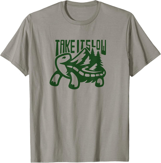 Hiking funny take it slow turtle lazy relax T-Shirt - T-Shirt | Sand