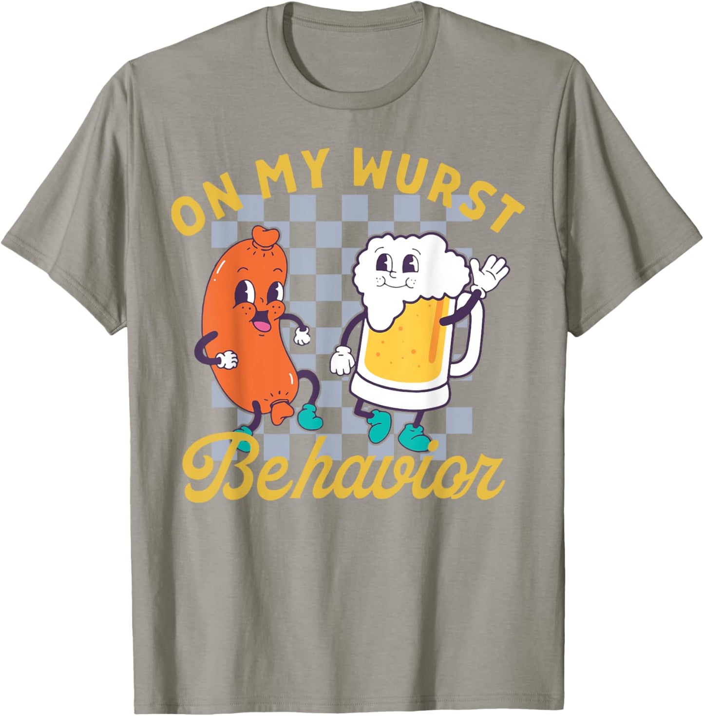 On My Wurst Behavior Sausage and Beer T-Shirt - T-Shirt | Sand