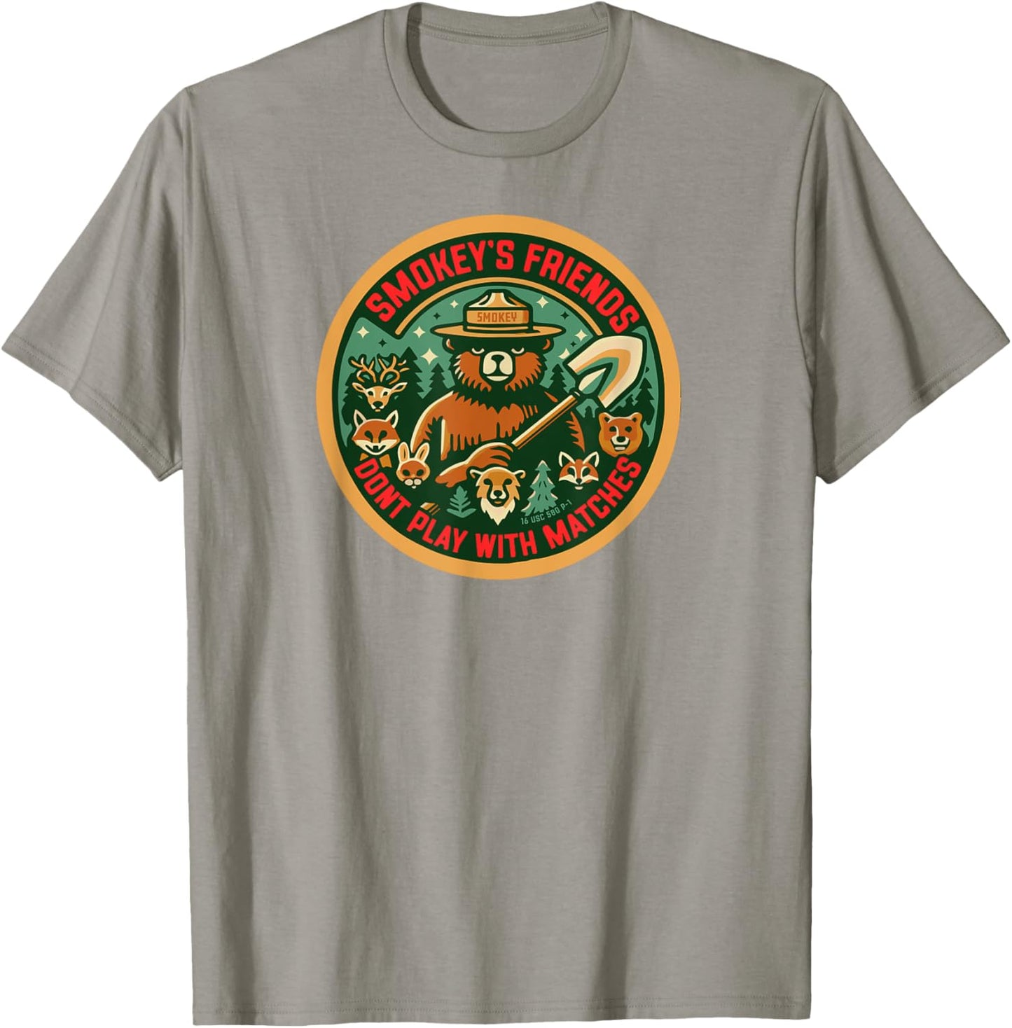 Smokey Bear's Forest Friends Don't Play With Matches Retro T-Shirt - T-Shirt | Sand