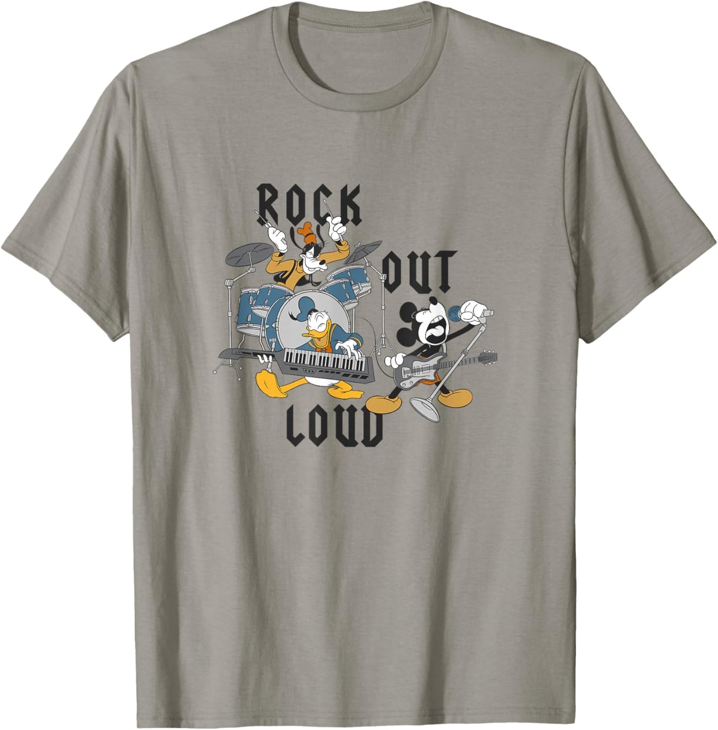 Disney Mickey and Friends Rock Out Loud Music Band Group T-Shirt - T-Shirt | Sand