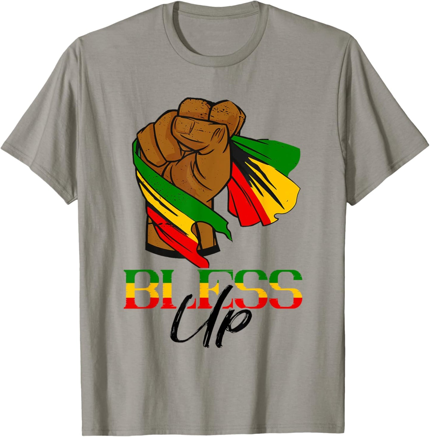 Jamaica Rastafarian Bless Up Rastafari Handfist Rasta Reggae T-Shirt - T-Shirt | Sand