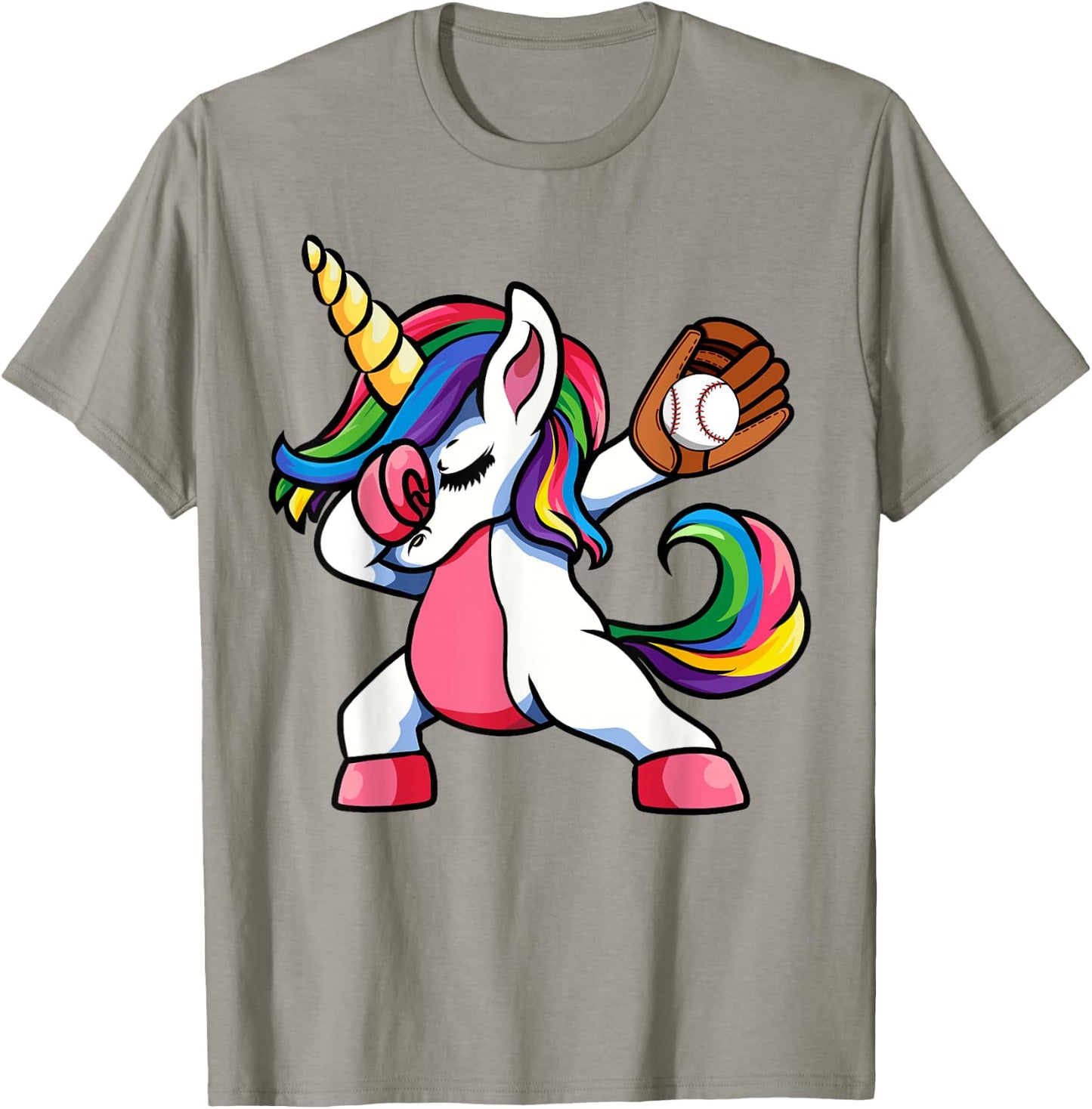 Girls Funny Dabbing Baseball Unicorn Apparel, Youth Dab T-Shirt - T-Shirt | Sand