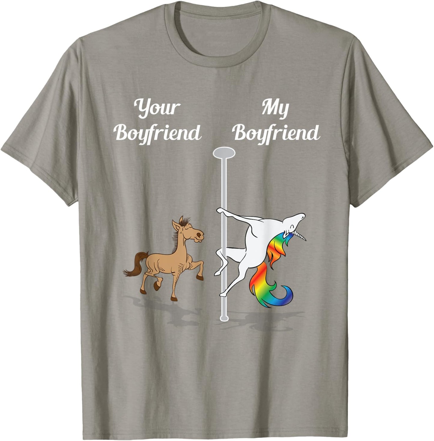Your Boyfriend My Boyfriend Pole Dancing Unicorn T-Shirt - T-Shirt | Sand