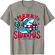 Merry Sharkmas Cute Shark Christmas Pajamas Boys Girl Winte T-Shirt - T-Shirt | Sand