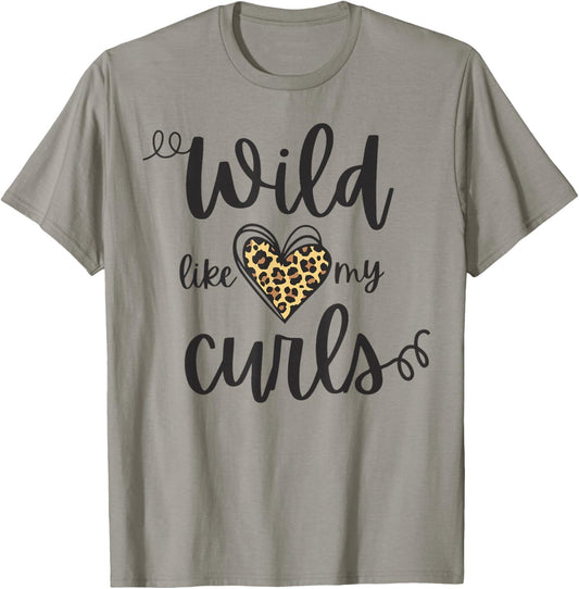 Wild Like My Curls Toddler Cute Leopard Print Curly Haired T-Shirt - T-Shirt | Sand