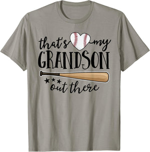 That's My Grandson Out There Gift Women Baseball Grandma T-Shirt - T-Shirt | Sand