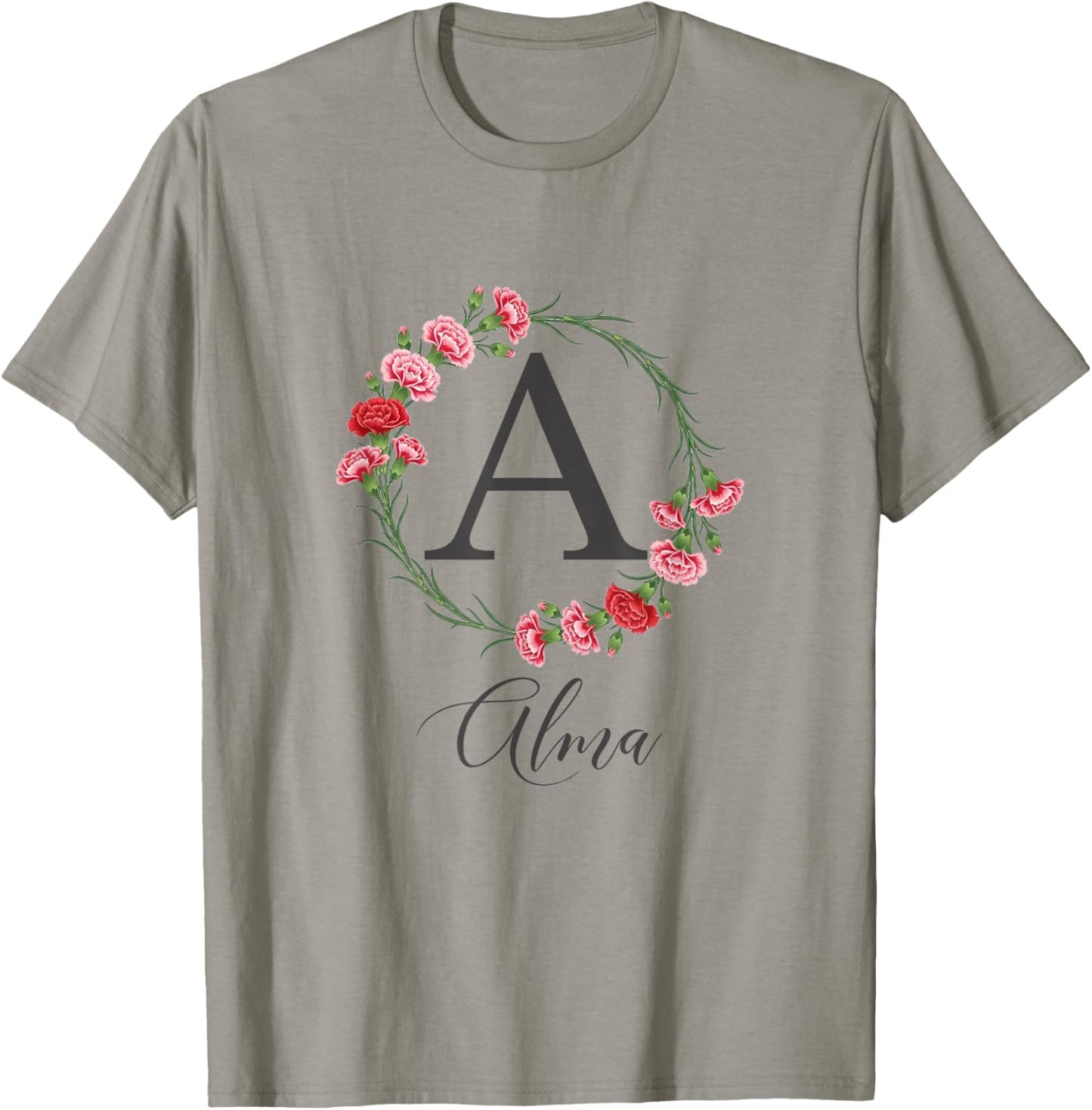 Floral Alma Nom Fleurs Nom Personnalisé Alma T-Shirt - T-Shirt | Sand