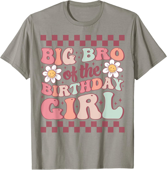 Big Bro of The Birthday Girl Family Groovy Birthday Party T-Shirt - T-Shirt | Sand
