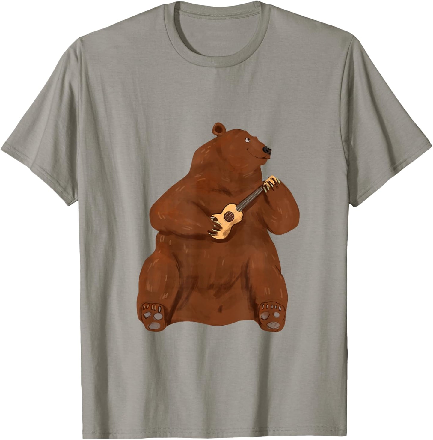 Grizzly Brown Bear Ukulele Guitar - Guitarist Uke T-Shirt - T-Shirt | Sand