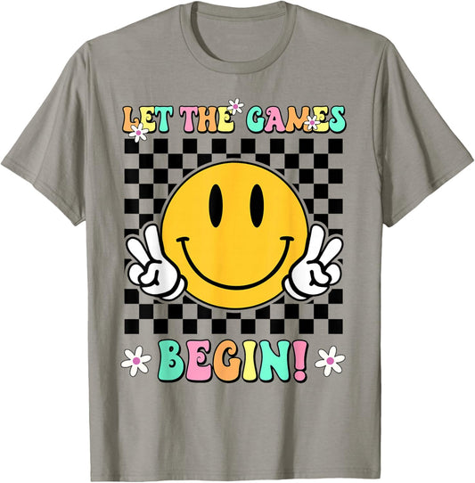 Field Day Let The Games Begin Retro Field Trip Fun Day Funny T-Shirt - T-Shirt | Sand