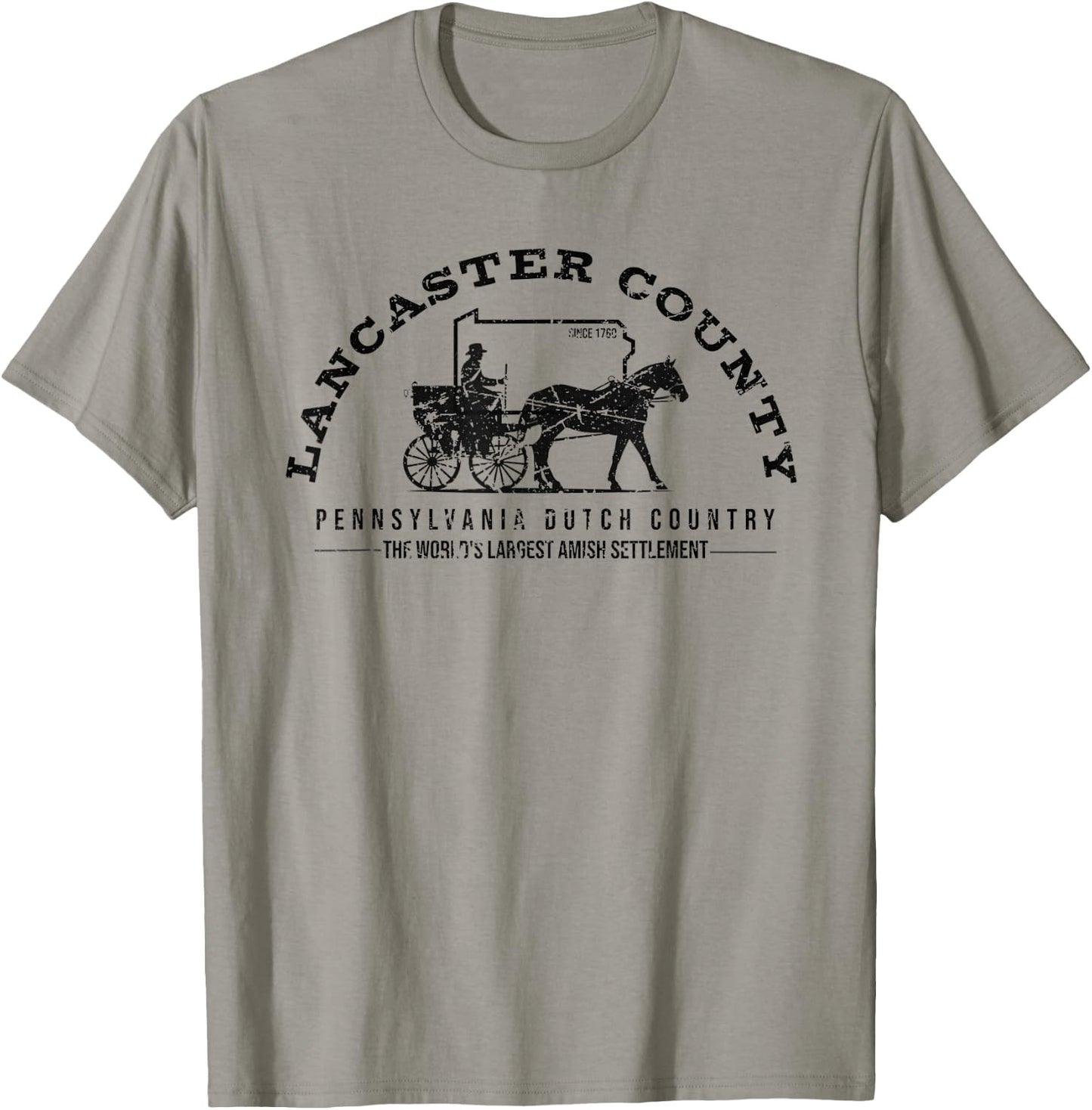 Honor the Amish & Apparel -Amish Themed Retro Vintage Grey - Small T-Shirt - T-Shirt | Sand